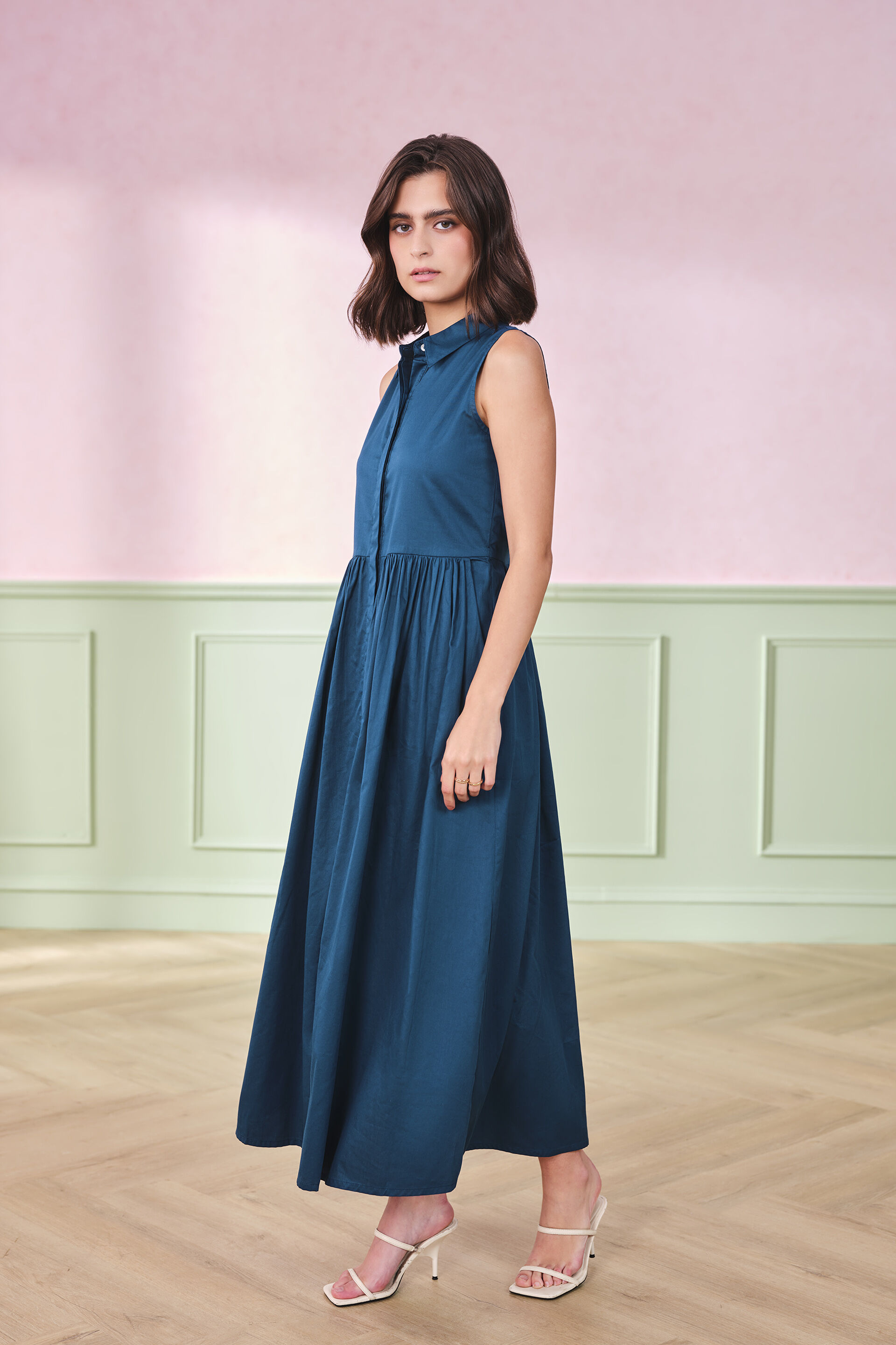 Oasis Cotton Dress, Teal, image 3